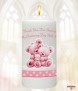 Teddy and Bubbles Pink Christening Candle (White/Ivory) - Click to Zoom