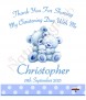 Teddy and Bubbles Blue and Photo Christening Candle (White/Ivory) - Click to Zoom