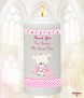 Hush Teddy Christening Candle (White/Ivory) - Click to Zoom