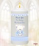 Hush Teddy Blue Christening Candle (White/Ivory) - Click to Zoom