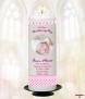 Hush Teddy Pink and Photo Christening Candle (White/Ivory) - Click to Zoom