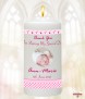 Hush Teddy Pink and Photo Christening Candle (White/Ivory) - Click to Zoom