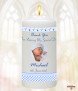 Hush Teddy Blue and Photo Christening Candle (White/Ivory) - Click to Zoom