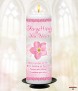 Forget Me Not Pink Memorial Candle (white/ivory) - Click to Zoom