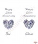 Love Heart Gem Happy Silver Wedding Anniversary Candles - Click to Zoom