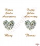Love Heart Gem and Photo Happy Golden Wedding Anniversary Candles - Click to Zoom