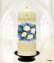 Blue Bouquet Gold Wedding Remembrance Candle - Click to Zoom