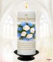 Blue Bouquet Gold Wedding Remembrance Candle - Click to Zoom