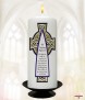 Navy and Gold Celtic Cross Wedding Remembrance Candle - Click to Zoom