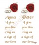 Red Roses & Gold Rings Wedding Candles (Ivory) - Click to Zoom