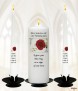 Red Roses & Silver Rings Wedding Candles (White) - Click to Zoom