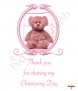Pink Vintage Frame Teddy Christening Favour (White) - Click to Zoom
