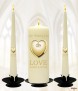 Heart & Rings Silver Wedding Candles (White) - Click to Zoom