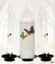 Orange and Green Butterflies Gold Wedding Candles (White) - Click to Zoom