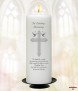Dove & Cross Silver Wedding Remembrance Candle (White) - Click to Zoom