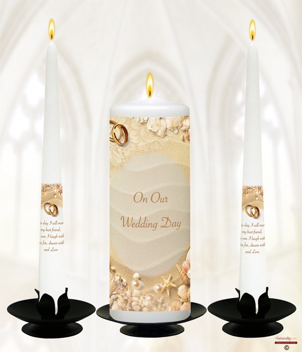 Beach & Rings Wedding Candles