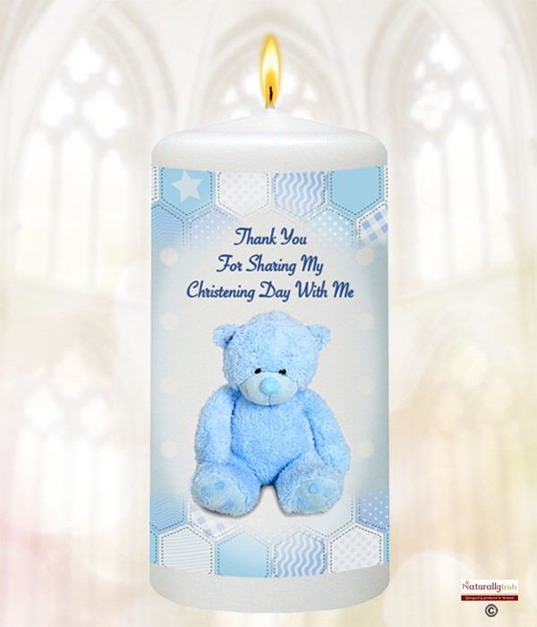 Dots & Ribbons Blue Teddy Christening Favour