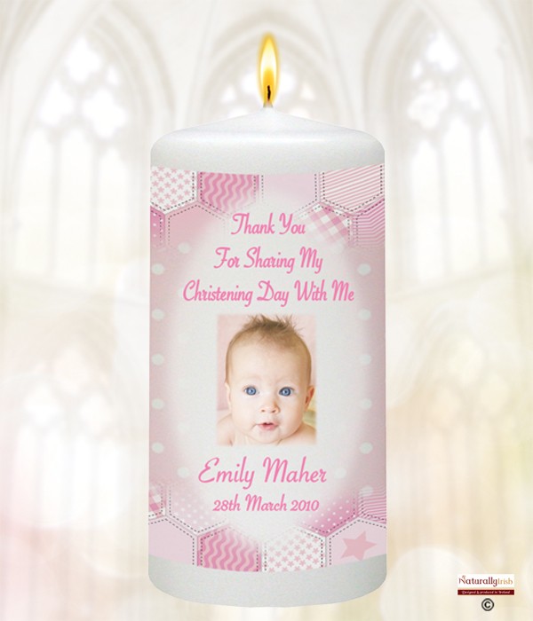 Dots & Ribbons Pink Photo Christening Favour