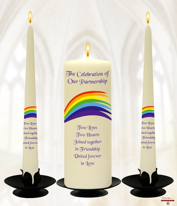 Rainbow Flair Ivory Wedding Candle Set