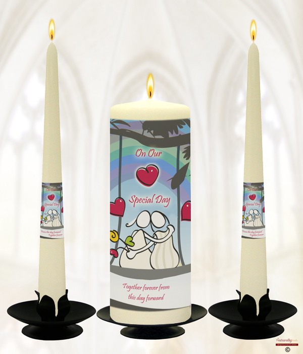 Love Swing and Hearts Civil Partnership Candles