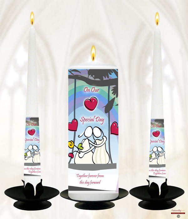 Love Swing and Hearts Civil Partnership Candles