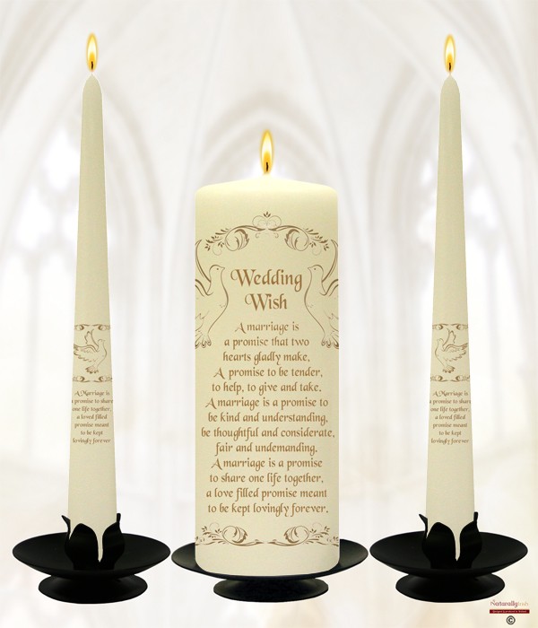 Wedding Wish Gold on Ivory Wedding Candle Set