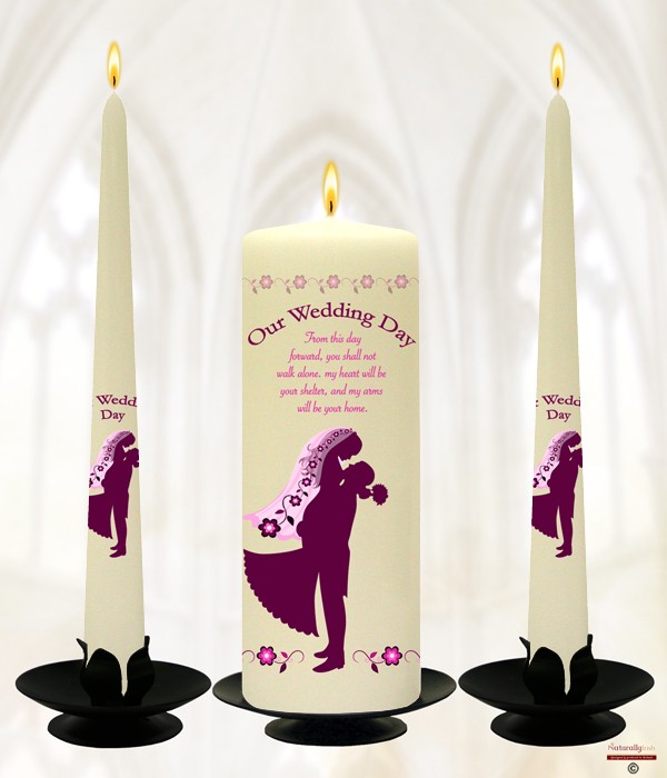 In his Arms Silhouette Pink Wedding Candles