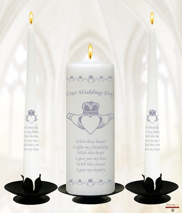 Claddagh Heart Silver Wedding Candles