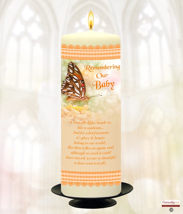 Orange Butterfly Memorial Candle
