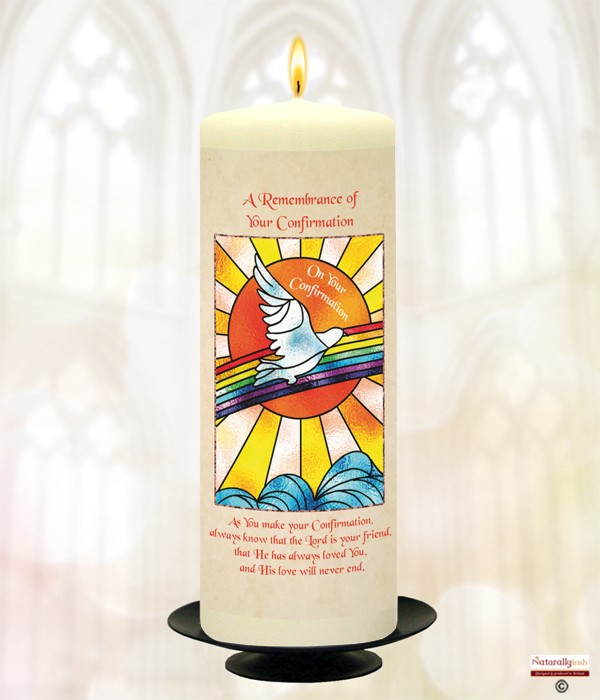 Dove and Sun Confirmation Candle