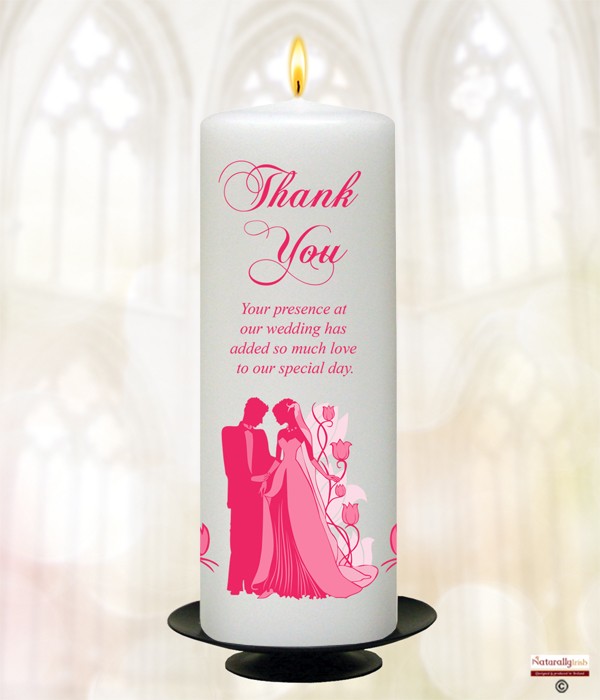 True Love Silhouette Pink Wedding Thank You