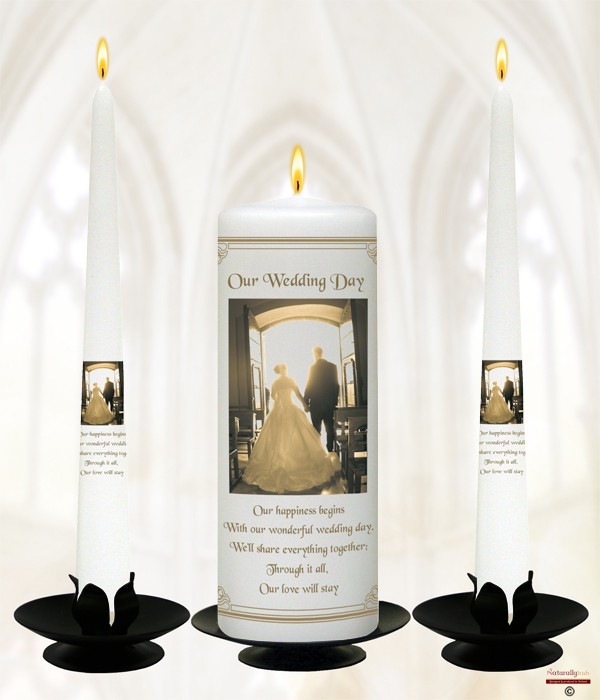 Church Door Gold Wedding Candles