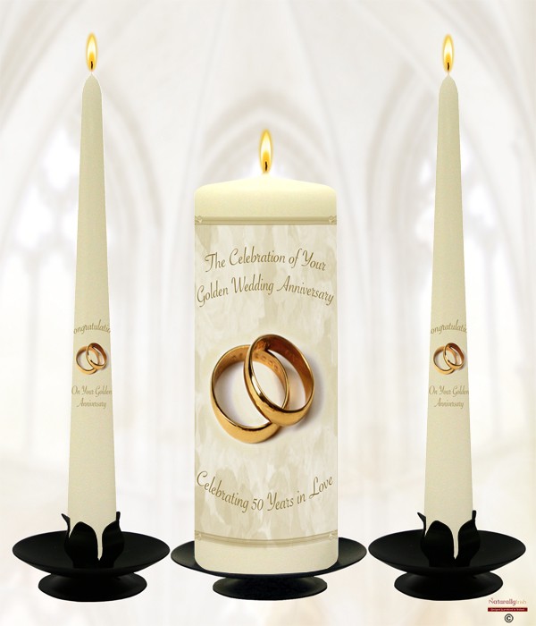 Rings Happy Golden Wedding Anniversary 9inch Candle