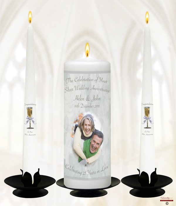 Silver wedding hot sale candles