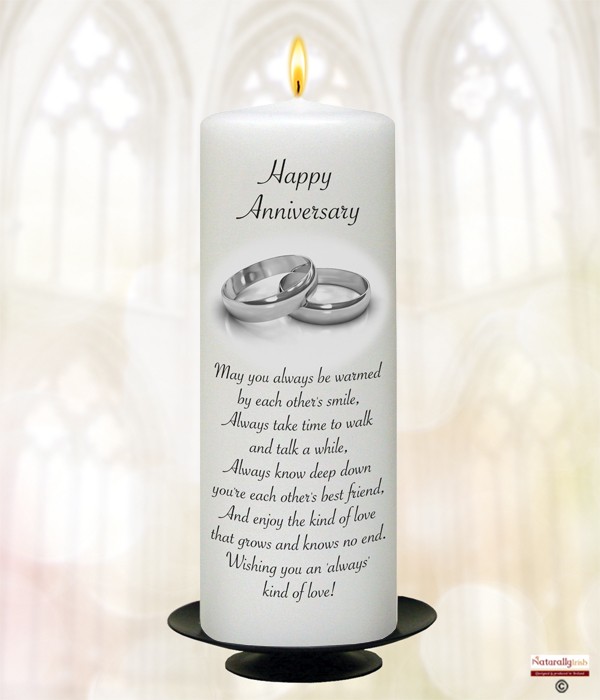 Happy Anniversary Plain Silver Rings 9inch Candle