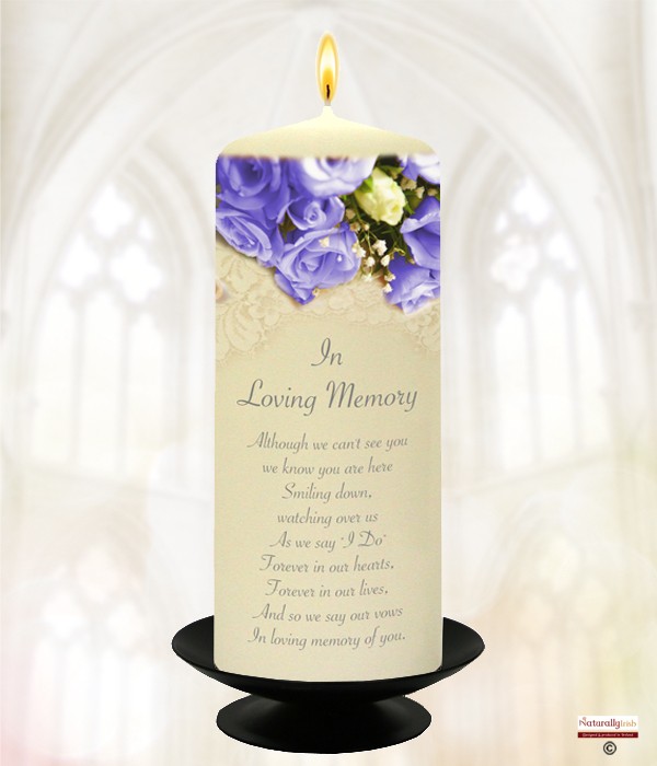 Pale Blue Rose Silver Wedding Remembrance Candle