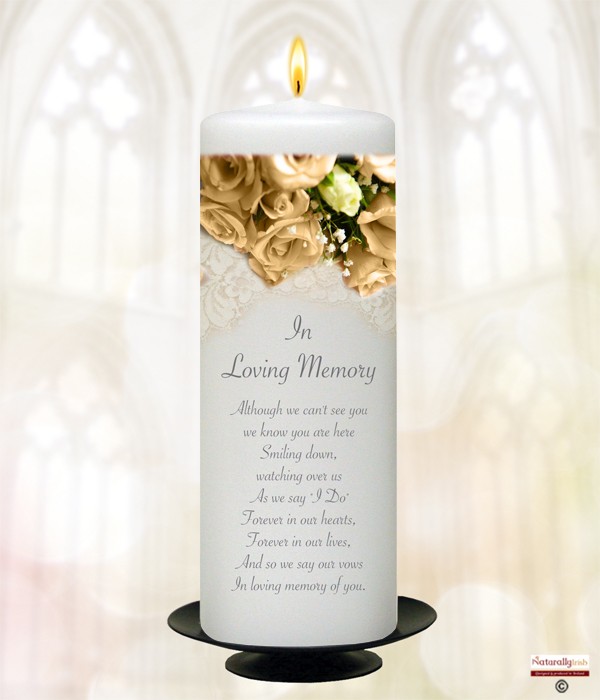 Cream Rose Silver Wedding Remembrance Candle