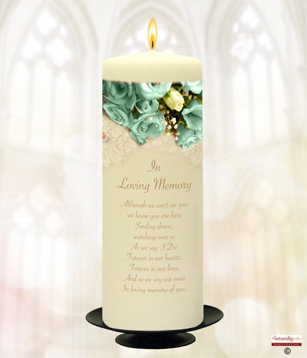 Fresh Green Rose Gold Wedding Remembrance Candle