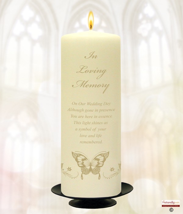 Gold Magestic Butterfly Wedding Remembrance Candle