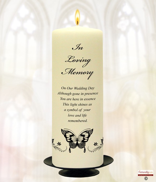 Black Magestic Butterfly Wedding Remembrance Candle
