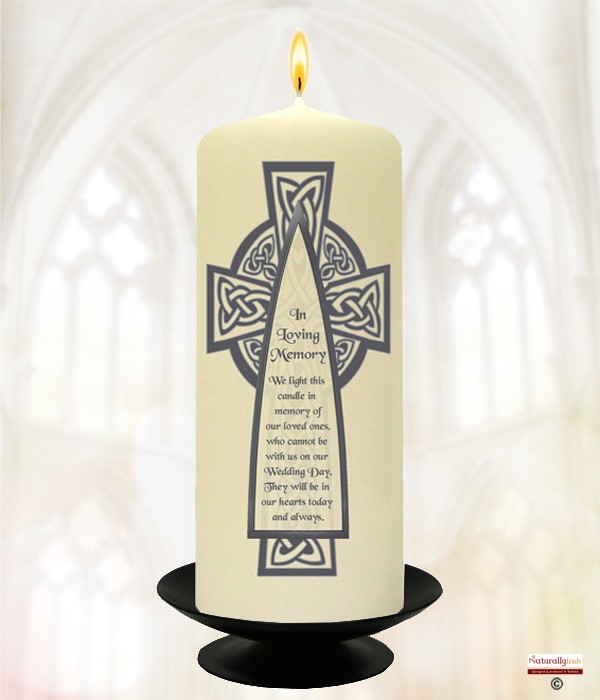 Silver Celtic Cross Wedding Remembrance Candle