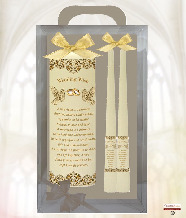 Gold Lace Dove & Rings Wedding Boxed Set (Ivory/White)
