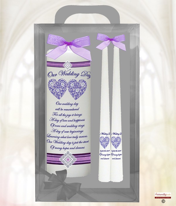 Ribbons & Diamonds Purple Wedding Boxed Set (Ivory/White)
