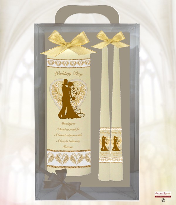 Feathered Hearts Gold Wedding Boxed Set (Ivory/White)