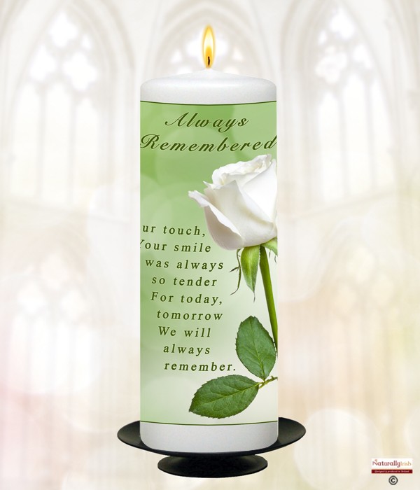 Remembrance White Rose Candle
