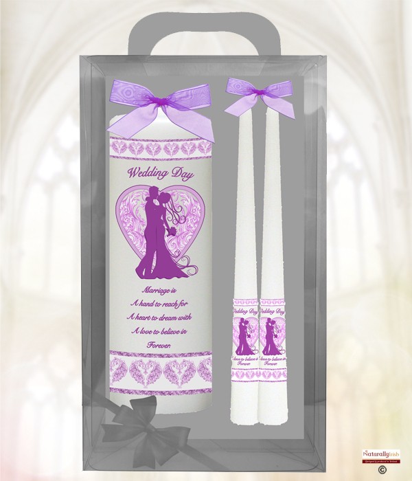 Feathered Hearts Purple Wedding Boxed Set (Ivory/White)