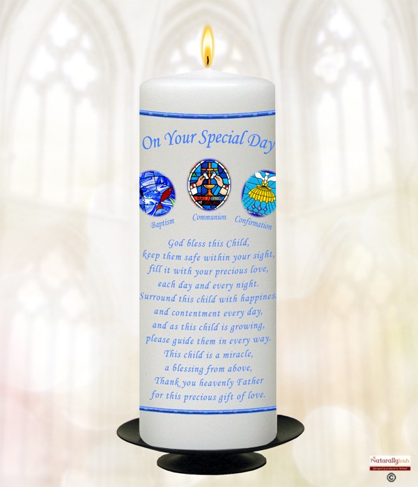 BBC Oval Boy Christening Candle