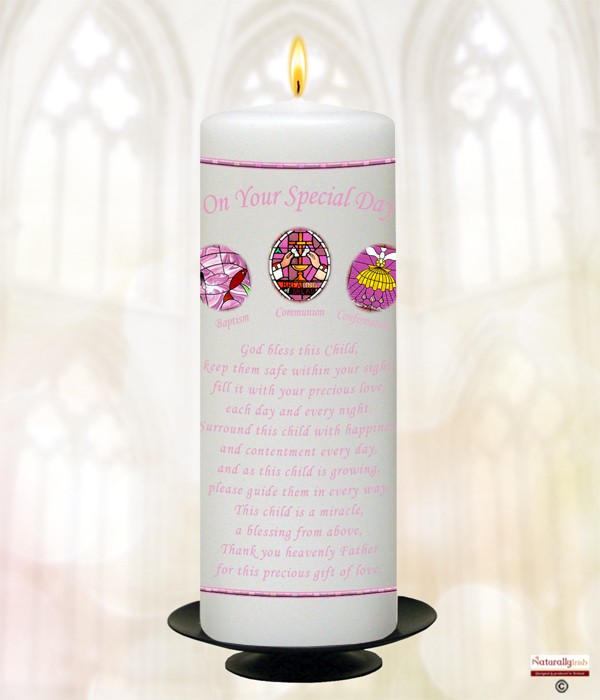BBC Oval Girl Christening Candle