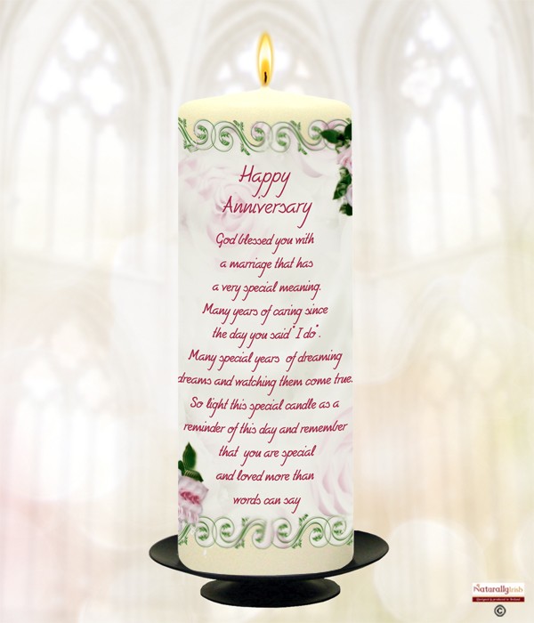 Pink Roses Anniversary 9inch Candle