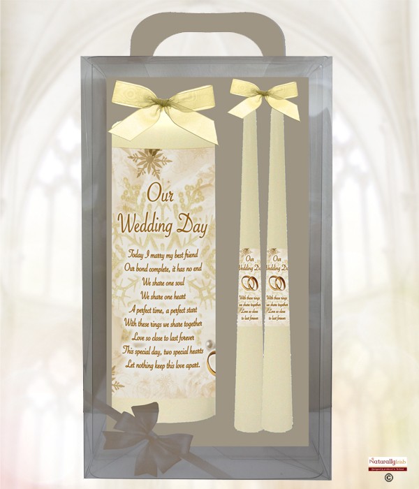 Snowflakes & Rose Gold Wedding Candles